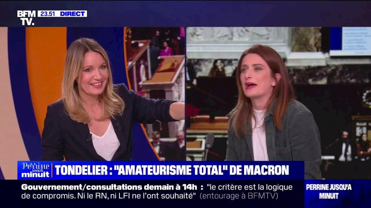 Consultations à l'Élysée: 'On ne va pas rencontrer Emmanuel Macron. On va rencontrer les autres forces politiques', déclare Marine Tondelier (les Écologistes)