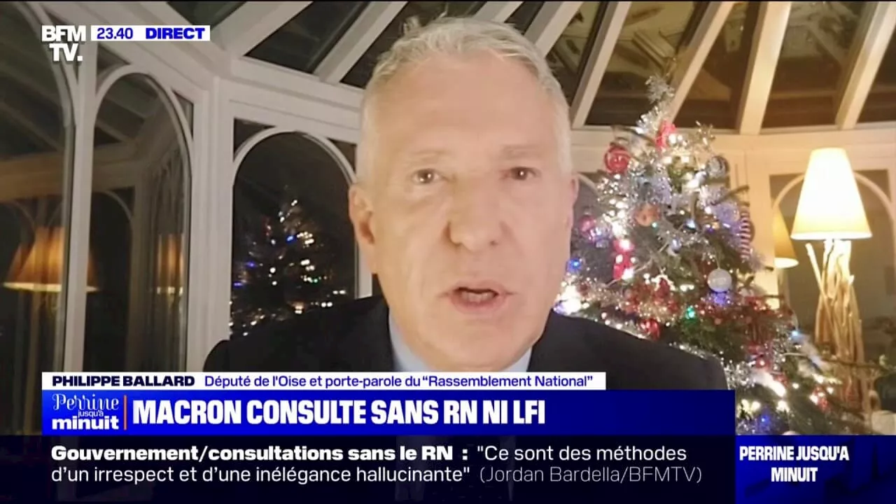 Consultations à l'Élysée sans RN et LFI: 'Emmanuel Macron rajoute de l'huile sur le feu dans cette crise politique', estime Philippe Ballard (RN)