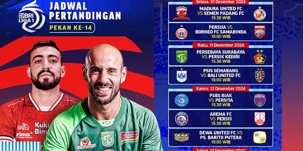 Jadwal Siaran Langsung BRI Liga 1 2024/25 Pekan 14 di Vidio