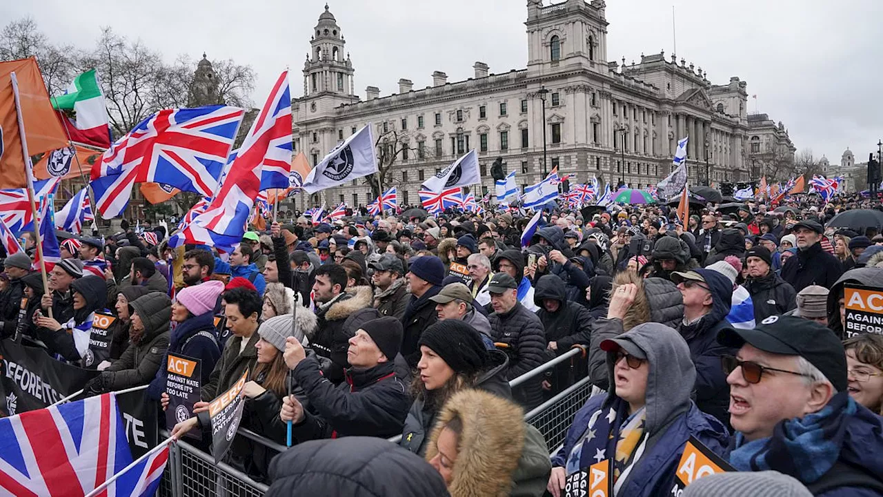 Protesters slam 'tidal wave' of antisemitism in Britain as 32,000 people march in London calling for...