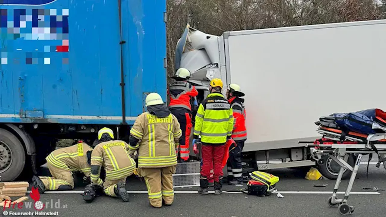 D: 45-Minuten-Rettung bei schwerem Auffahrunfall mit Eingeklemmten im Rückstau zu anderem Unfall bei Helmstedt