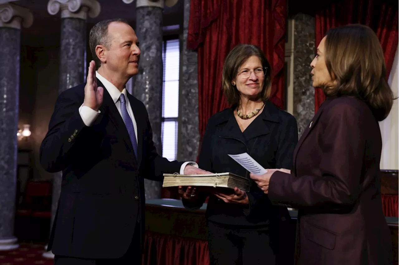 What is the religious book used during new Sen. Adam Schiff’s swearing-in?