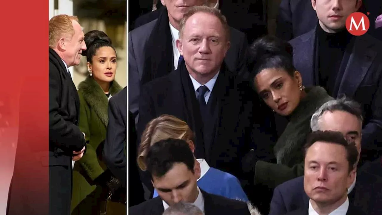 Salma Hayek deslumbra con un elegante vestido y botas altas en la reapertura de Notre Dame