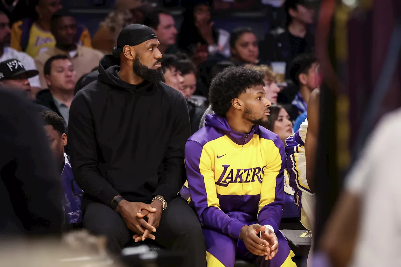 Lakers' LeBron James, Anthony Davis Hit Bronny With Rookie Hazing During Blazers Game