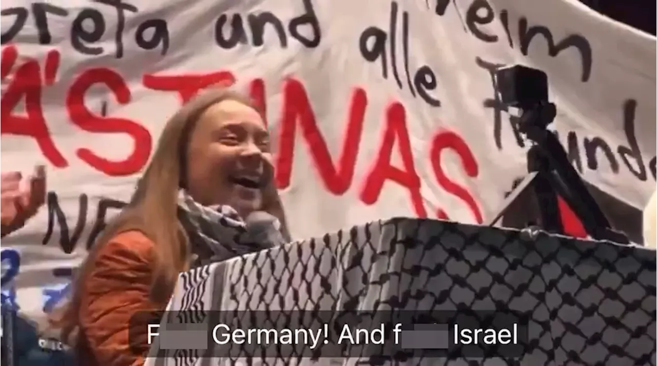 Climate activist Greta Thunberg bursts into laughter as she declares 'f--k Israel' at rally: video