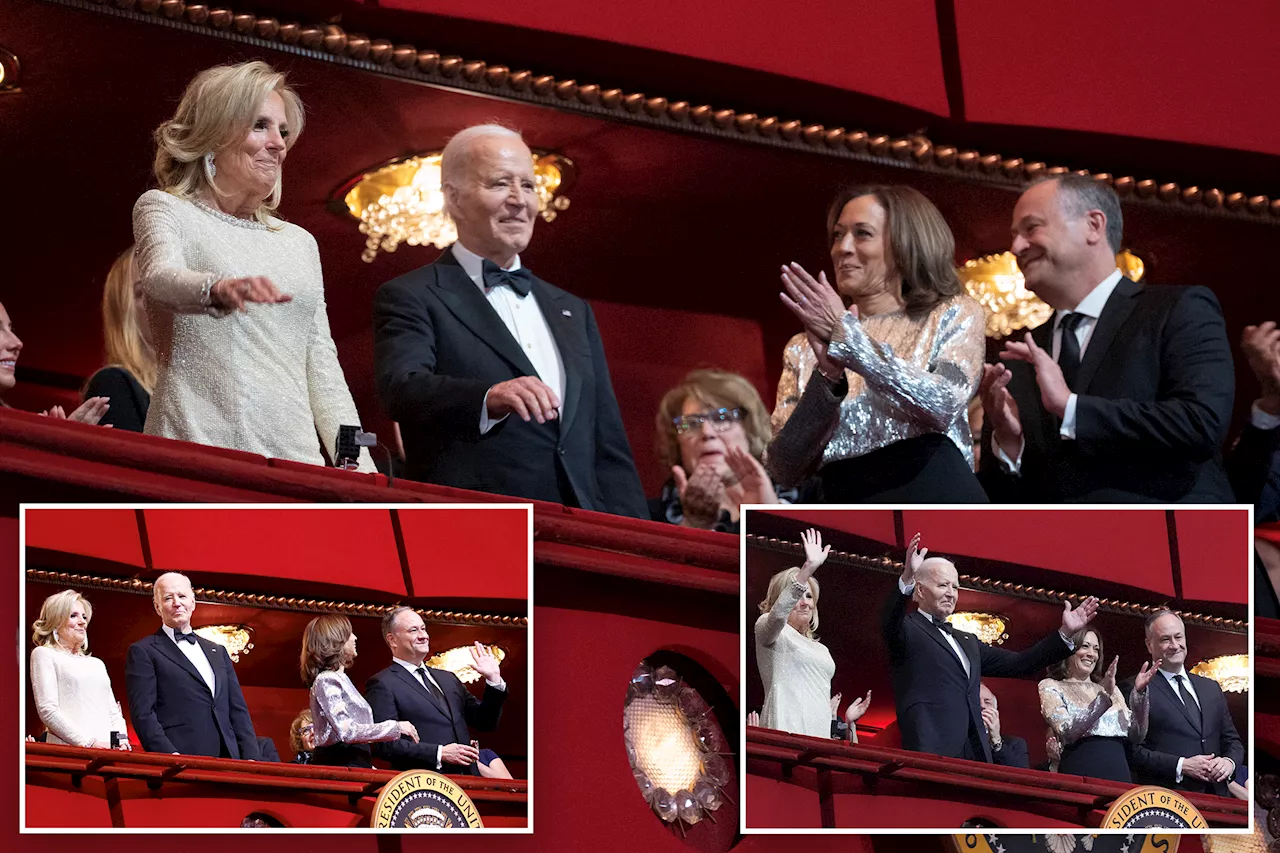 Joe and Jill Biden awkwardly ignore a beaming Kamala Harris at the Kennedy Center Honors