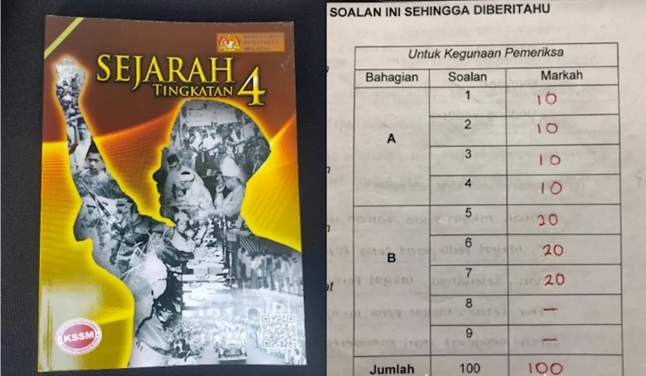 Pelajar Tingkatan 4 Dapat Markah 100 Dalam Ujian Sejarah Buat Ramai Kagum