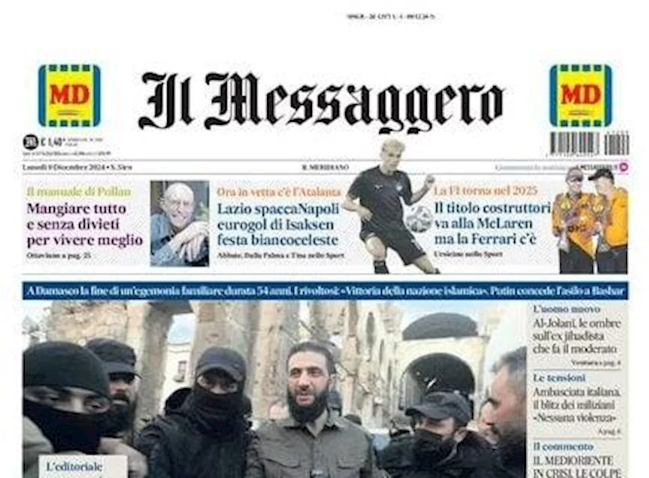 Il Messaggero apre sulla Lazio: 'Festa biancoceleste, Isaksen spacca il Napoli'