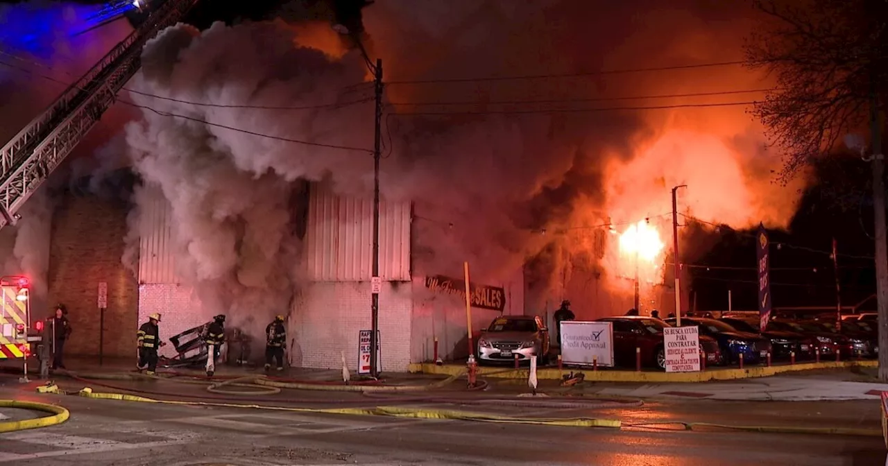 Fire destroys car dealership on Cleveland's west side