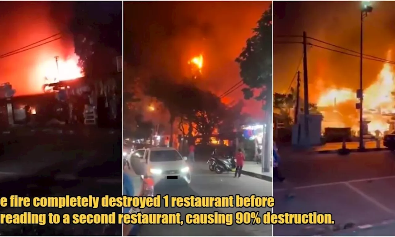 Massive Fire Causes Total Destruction of 2 Popular Restaurants on Langkawi's Jalan Pantai Cenang