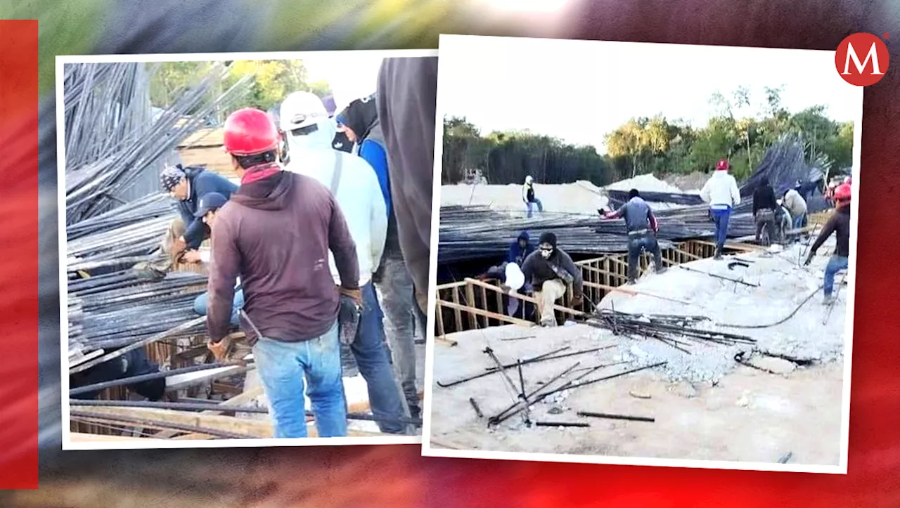 Colapasa estructura del Tren Maya en Tramo 6 de Quintana Roo; hay dos trabajadores lesionados