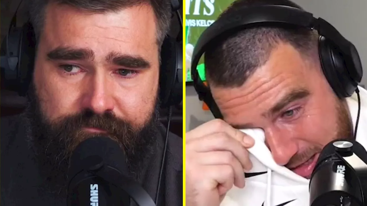 Travis Kelce and brother Jason break down in tears remembering mum Donna’s Super Bowl cameo...