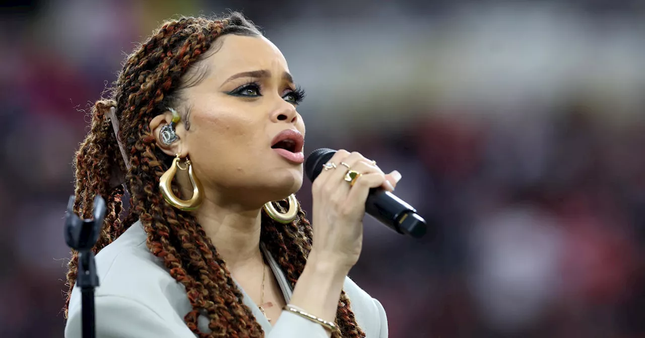 Singer Andra Day Performs 'Lift Every Voice and Sing' at 2024 Super Bowl