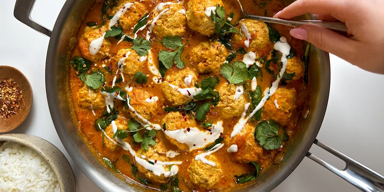 Red Curry Dumplings with Spinach and Basmati Rice