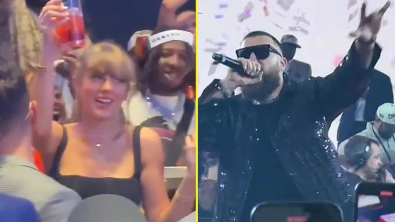 Taylor Swift spotted enjoying Kansas City Chiefs Super Bowl party in Las Vegas club with Travis Kelce and...