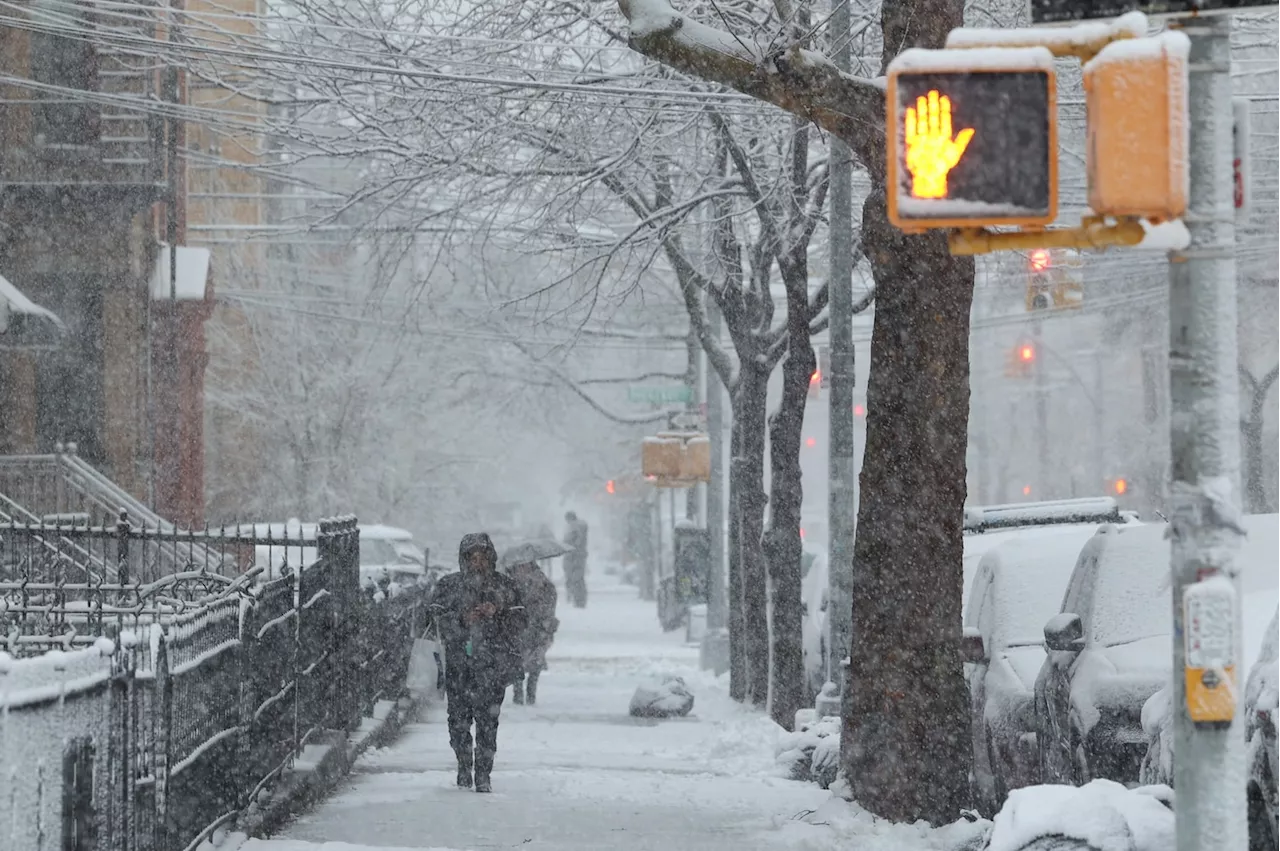 Heavy snow blankets New York City as strong nor’easter sweeps Northeast