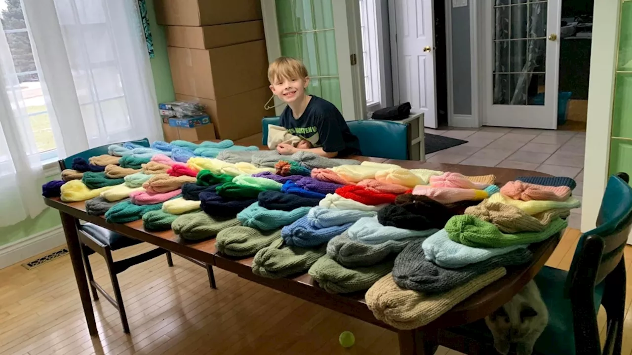 8-year-old boy with autism donates 70 handmade winter hats to homeless people