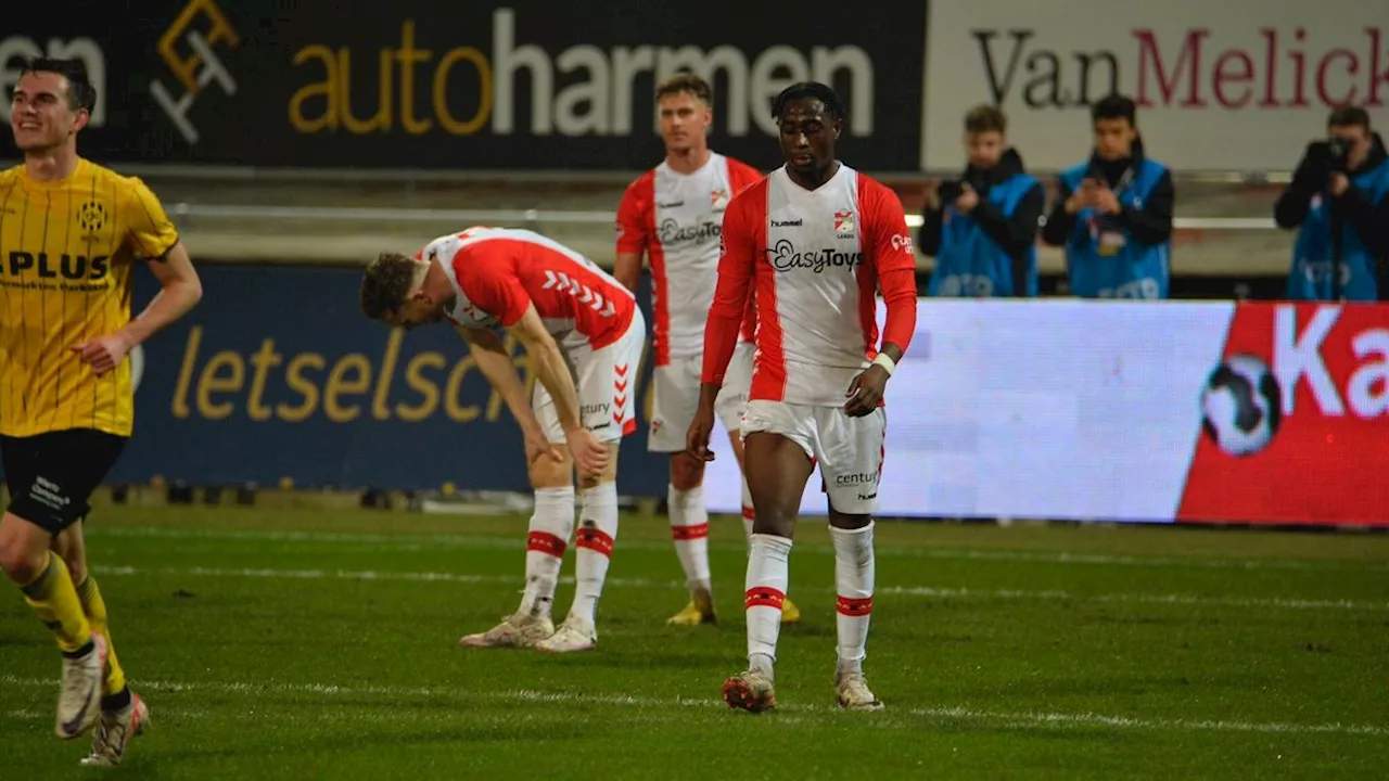 FC Emmen is dichtbij zege in Kerkrade, maar geeft punten dramatisch cadeau