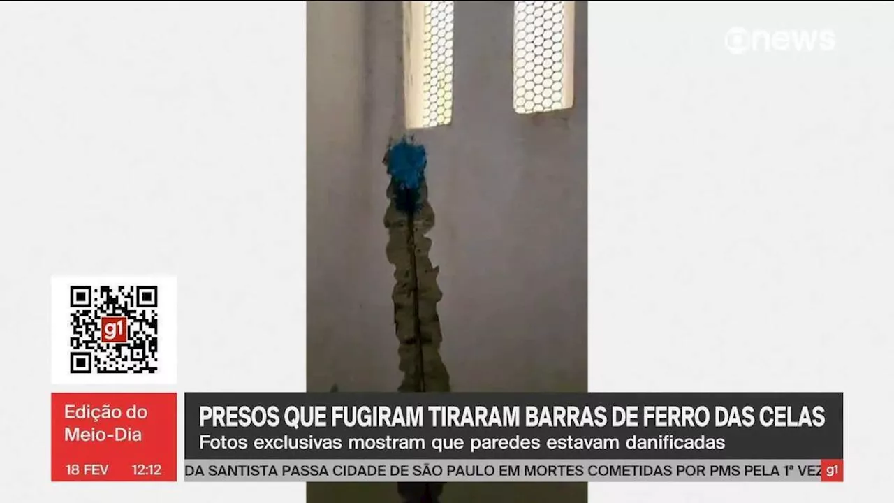 Presos que fugiram de penitenciária federal tiraram barras de ferro da parede para usar como ferramenta; veja fotos