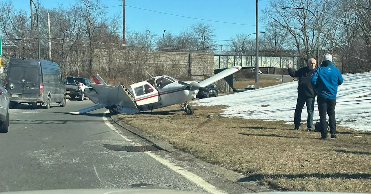 Small plane lands on Southern State Parkway on Long Island