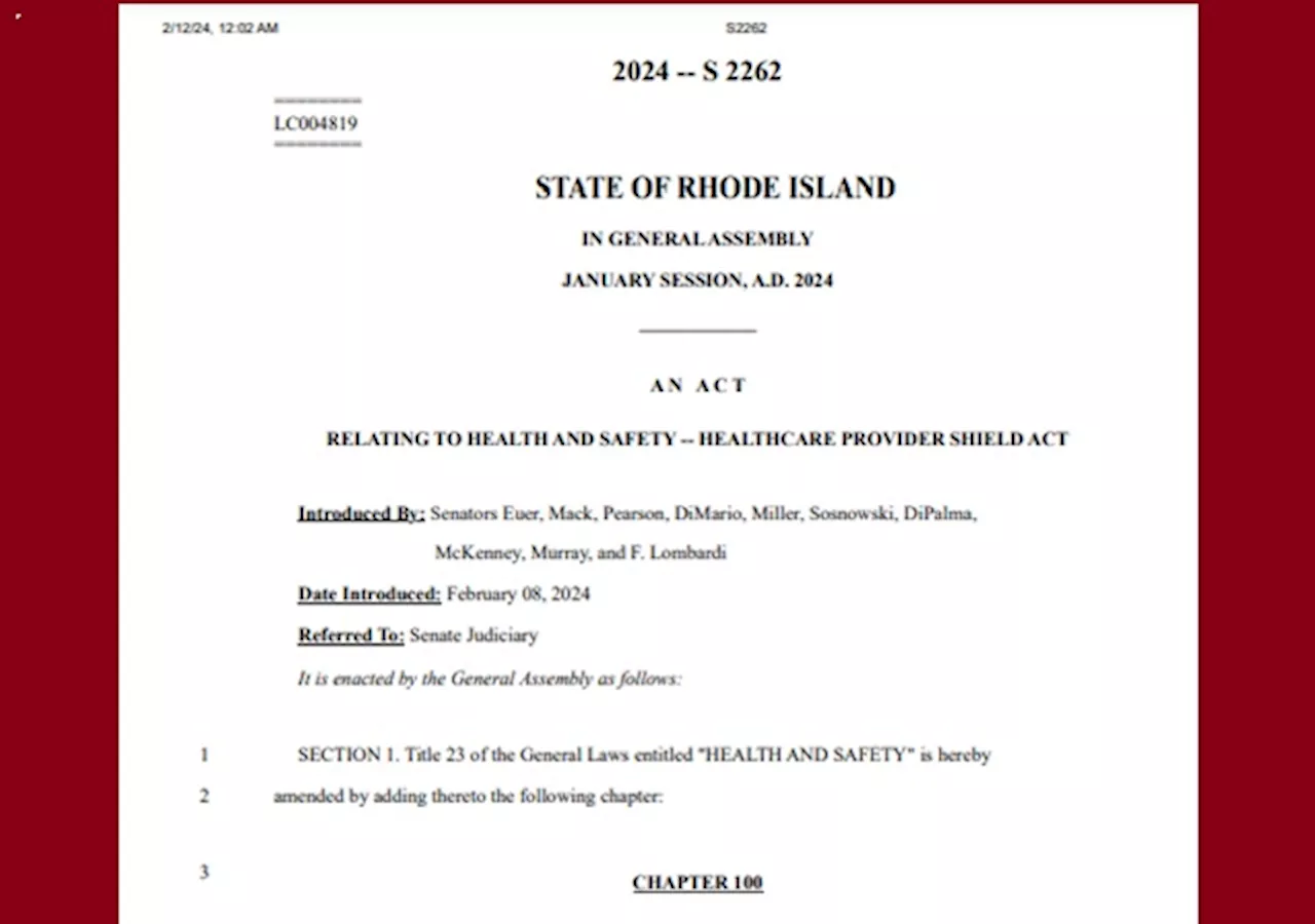 Proposed Law Would Make Rhode Island Sanctuary State For Abortion and “Gender-Affirming Care”