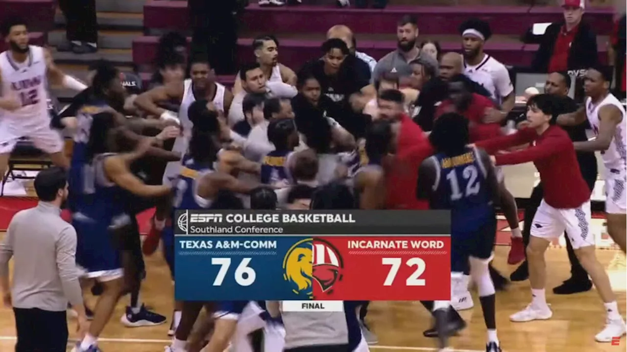 WATCH: Brawl erupts during postgame handshakes after UIW's loss to Texas A&M-Commerce game