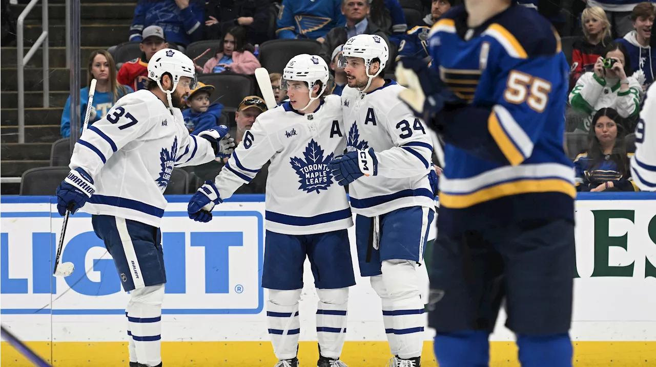 Matthews scores NHL-leading 49th goal in Maple Leafs' win over Blues