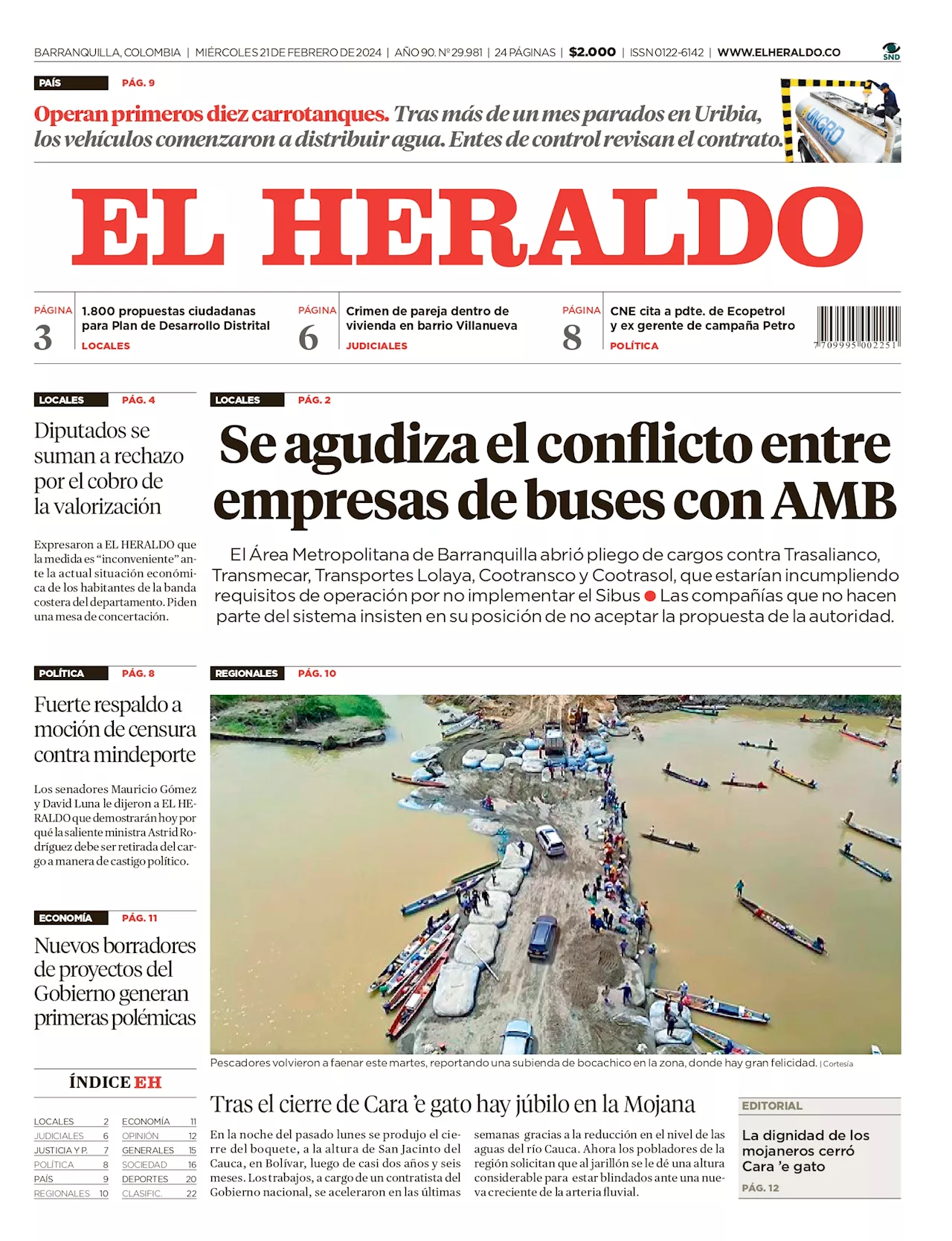 Portada y contraportada de este miércoles 21 de febrero de 2024