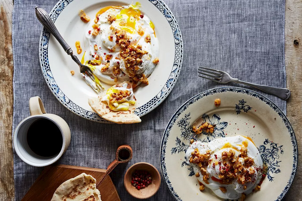 Turkish-Style Poached Eggs with Garlic Yogurt, Chili Flakes & Walnut Butter Recipe on Food52