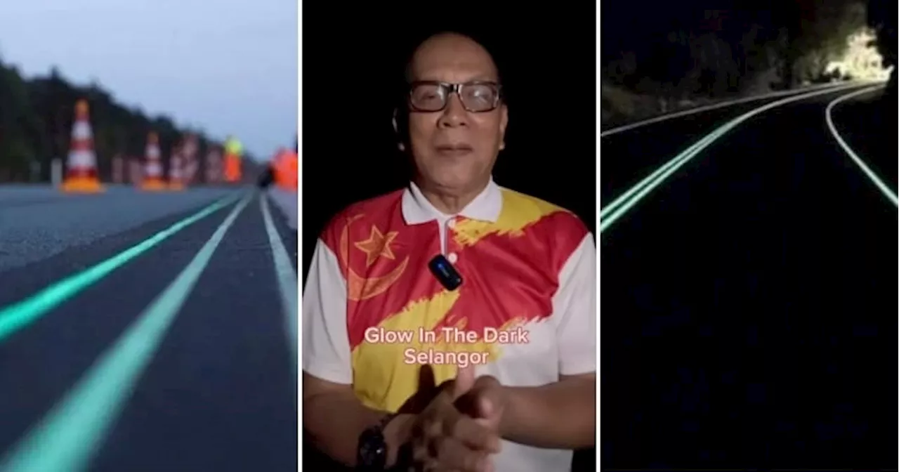 Selangor Govt Will Expand Glow-In-The-Dark Road Markings to 15 New Locations, Costs RM900k