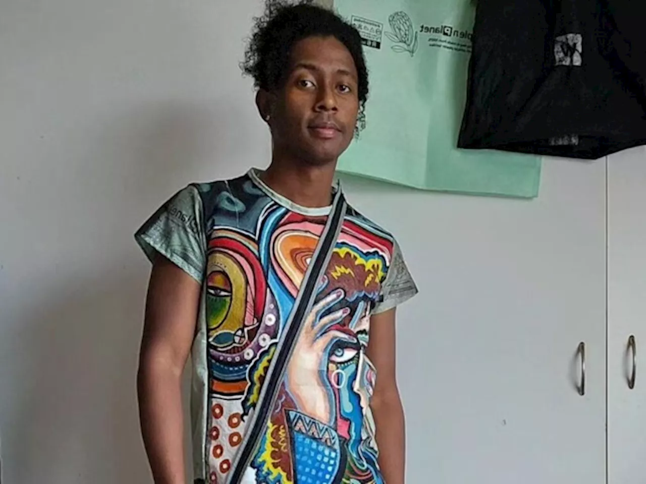 SA TikToker Goes Viral With Clothes Made Out Of Shopping Bags And Lipstick Art