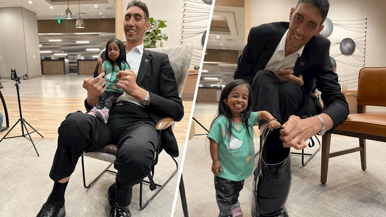 World's tallest man reunites with the world's shortest woman in California