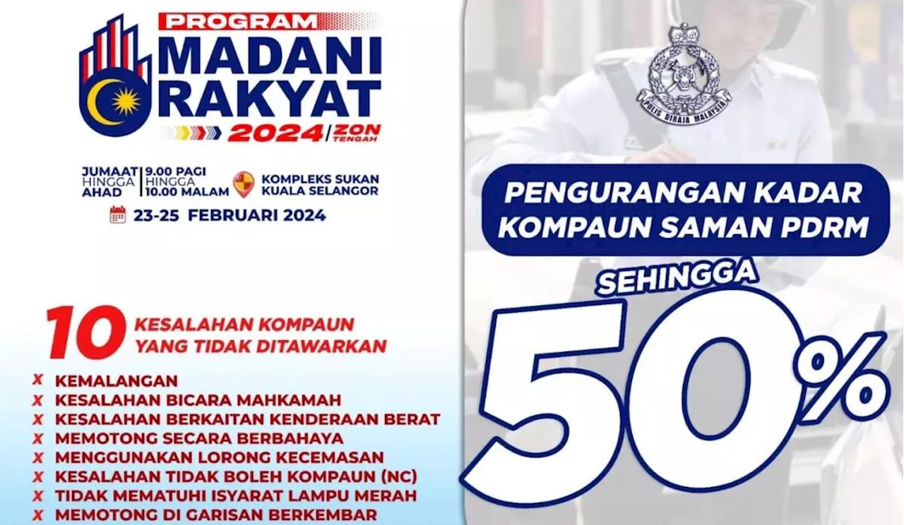 PDRM saman 50% discount at Program Madani Rakyat Zon Tengah event – Feb 23-25 in Kuala Selangor