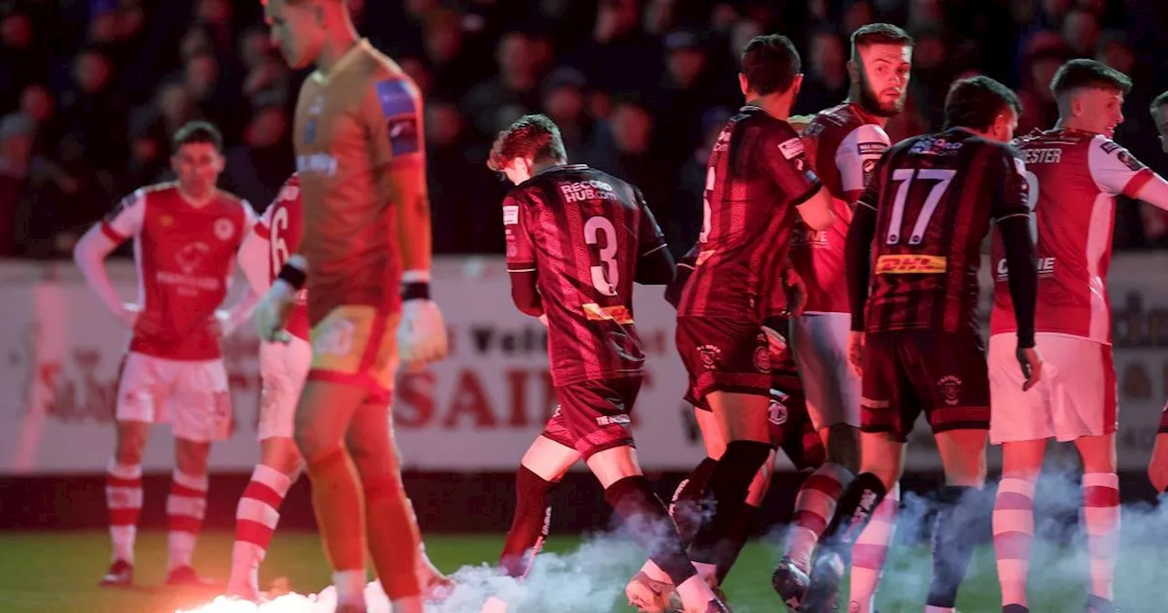 Bohs player Cian Byrne struck by flare as they beat St Pat’s