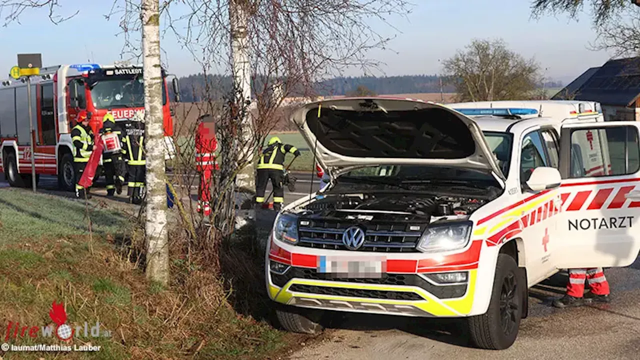 Oö: Kraftstoffleitung im Motorraum eines Notarzteinsatzfahrzeuges löste sich