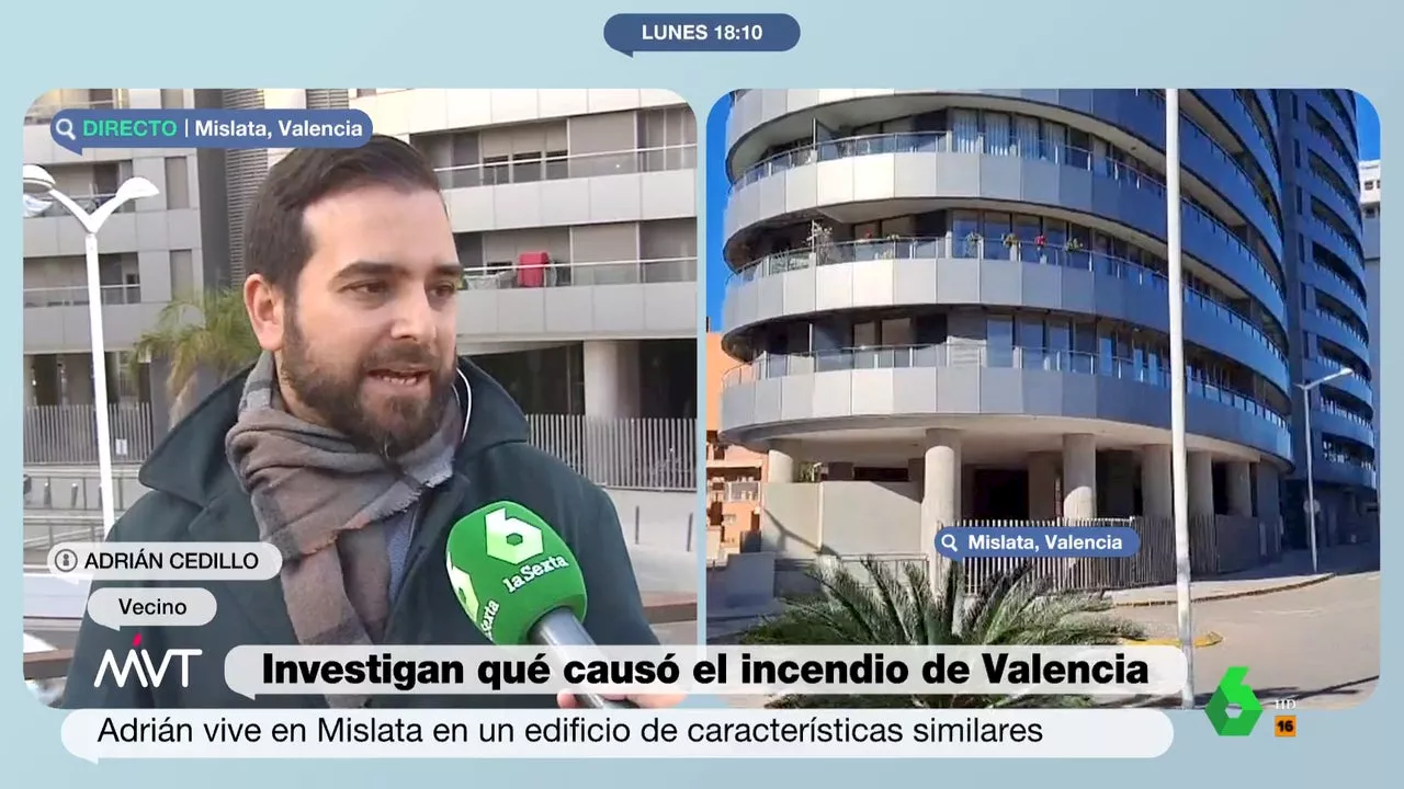 La preocupación de un vecino del 'edificio gemelo' de Valencia: 'Hemos estado sin alarma de incen