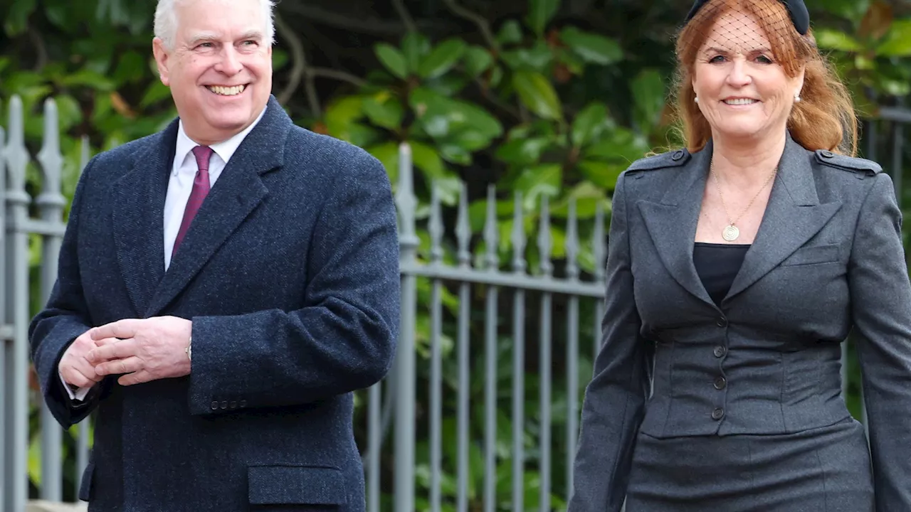 Grinning Prince Andrew leads the pack with Sarah Ferguson at royal service after William & King Charles...