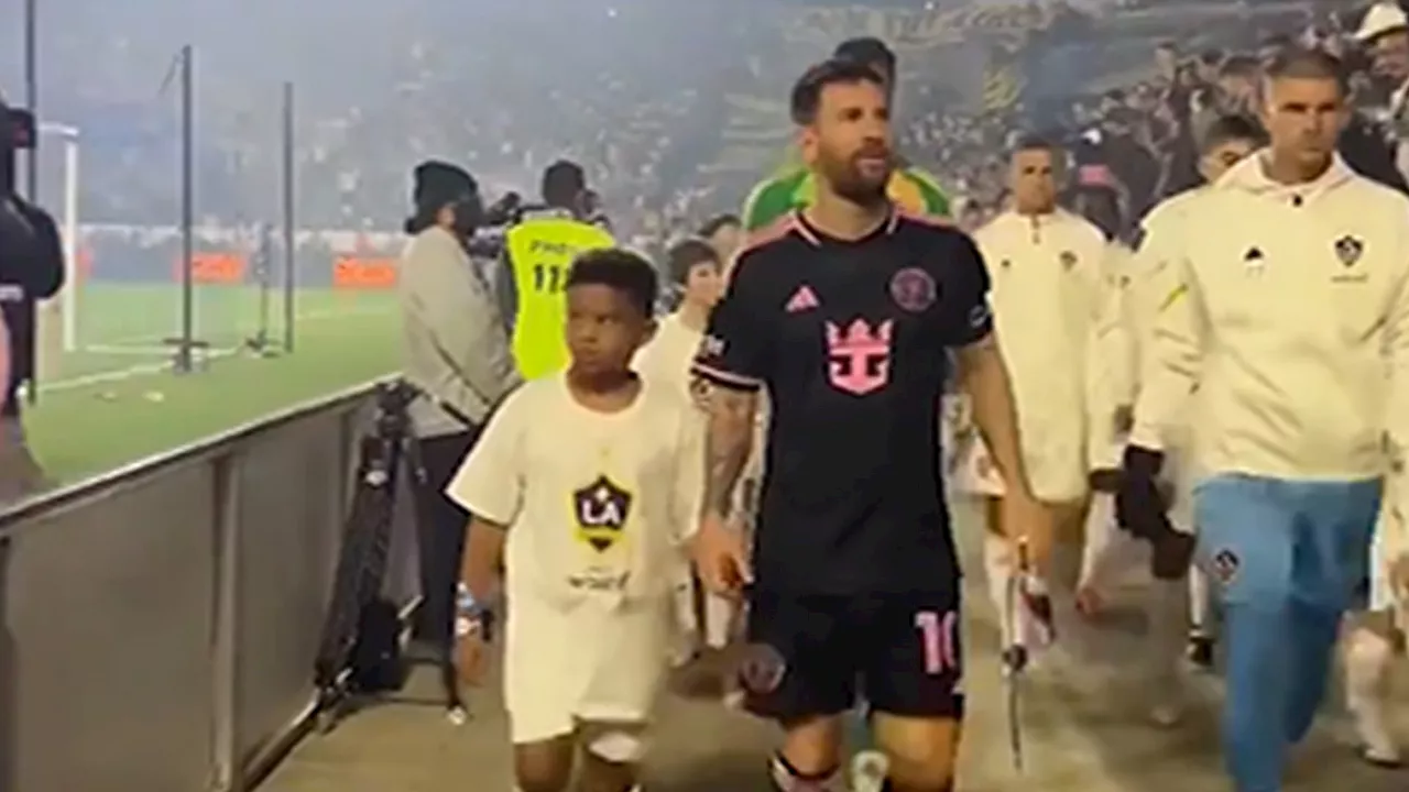 Lionel Messi Walks Kim Kardashian's Son, Saint, Out On Field Ahead Of Game