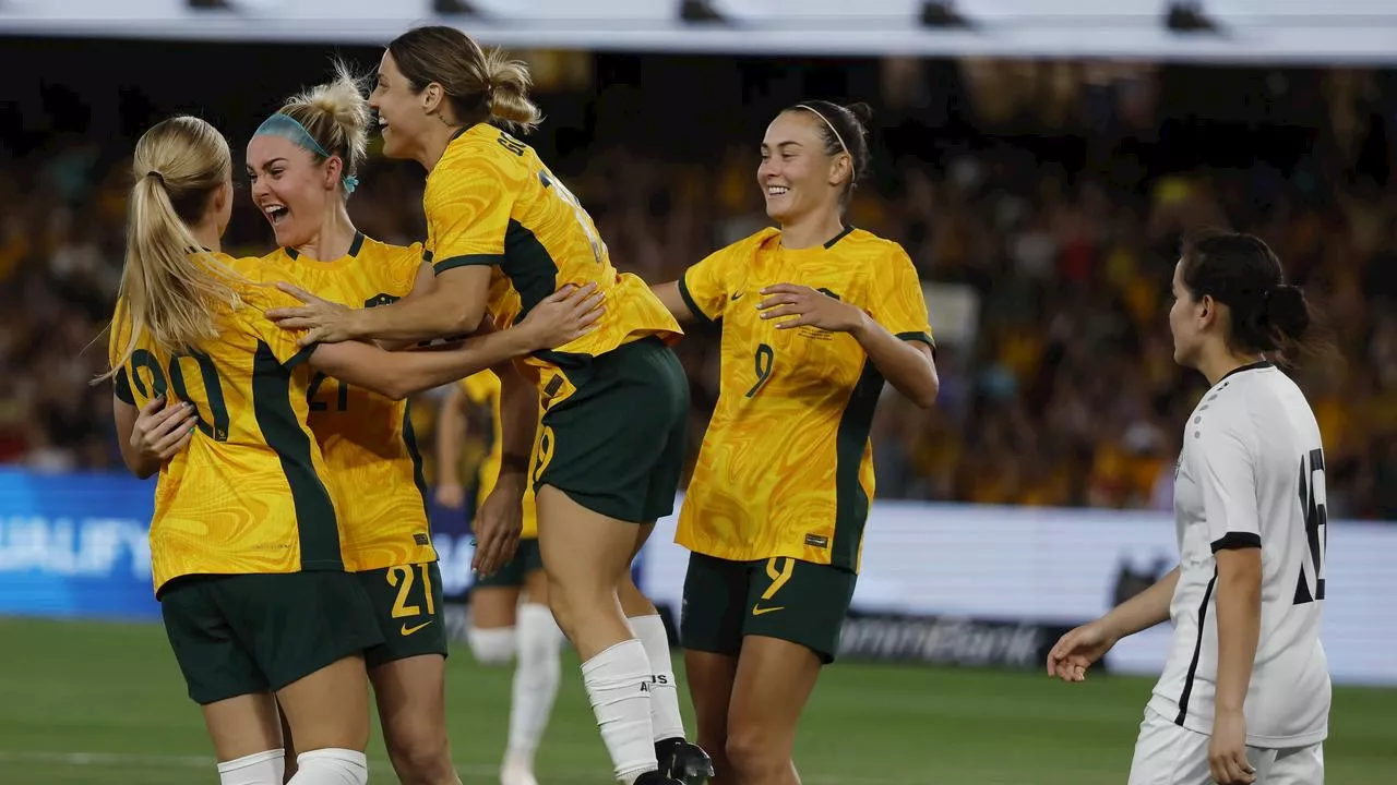 Perfect 10! Record crowd as Matildas Olympics-bound after dream 15-min hat-trick