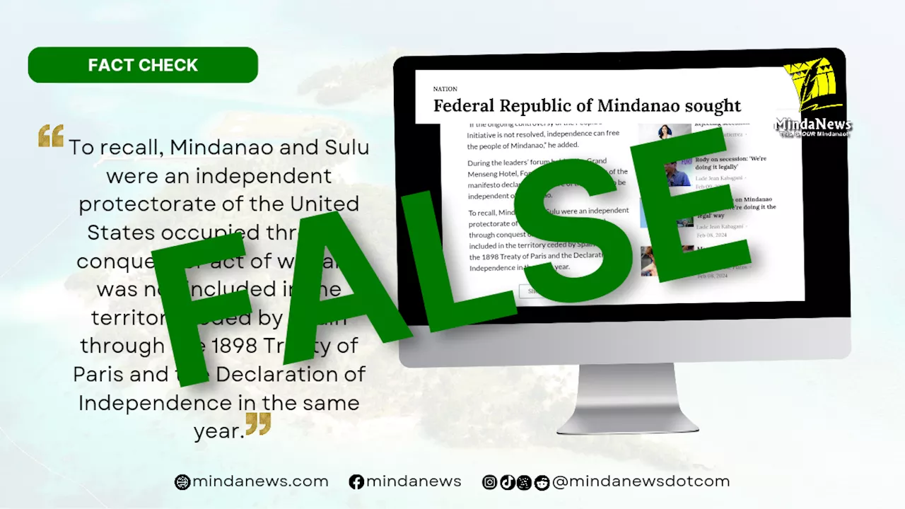 Mindanao and Sulu included in the 1898 Treaty of Paris and in the Philippine Declaration of