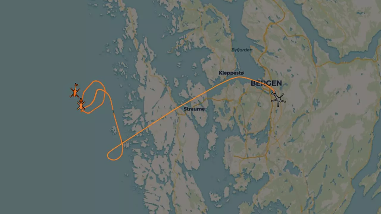 Seks personer heist opp etter helikopterulykke i sjøen vest for Sotra