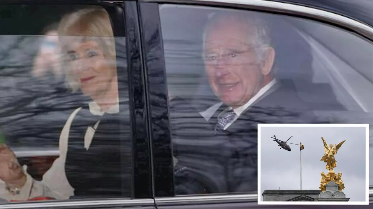 King Charles waves to crowds on first sighting since cancer diagnosis as he leaves London home to fly to...