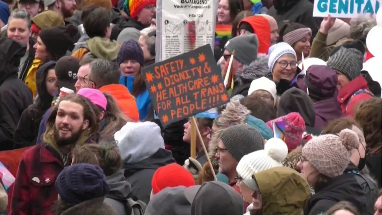 Calgary students join walkout to protest province's proposed gender policies