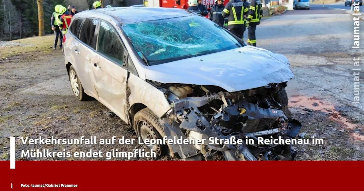 Verkehrsunfall auf der Leonfeldener Straße in Reichenau im Mühlkreis endet glimpflich