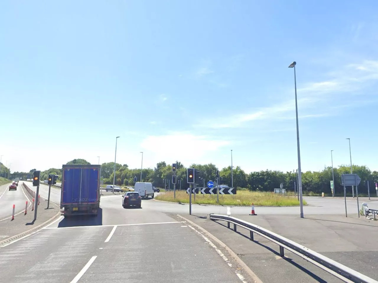 Man taken to hospital after four-vehicle crash at busy Shrewsbury roundabout