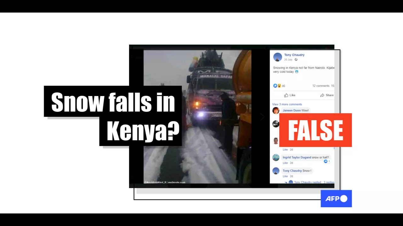 Images claiming to show recent snowfall in Kenya are old and actually depict hail