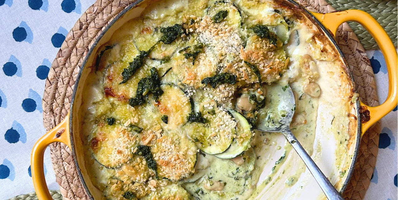 Butterbean, courgette and pesto dauphinois