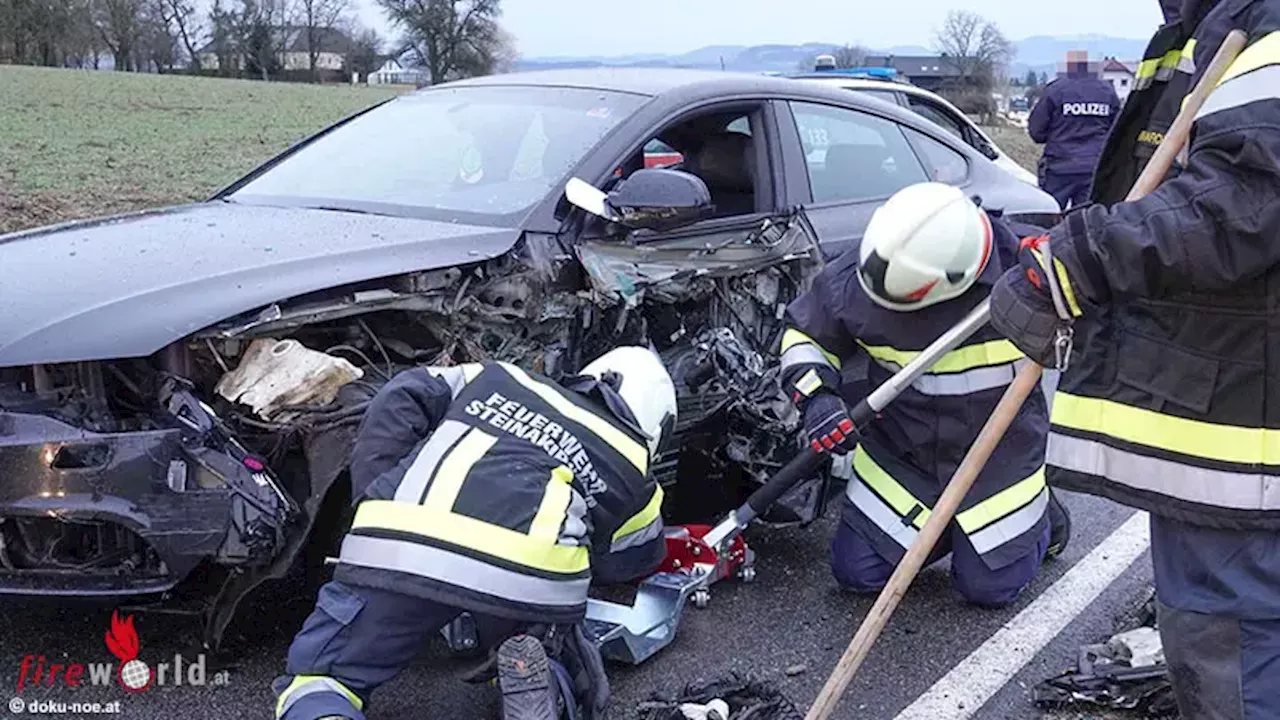 Nö: Pkw kollidiert beim Überholen auf L 97 mit Lkw und Feuerwehr-Pickup mit Anhänger