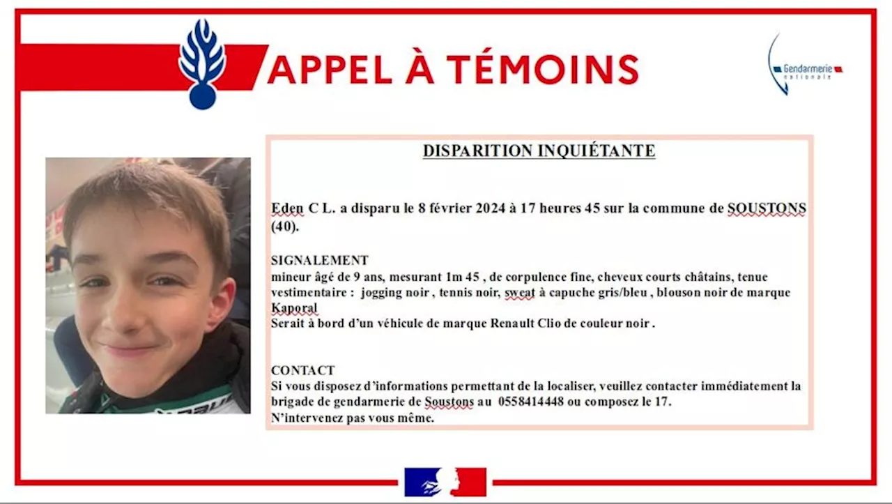 Disparition inquiétante d'Eden, 9 ans, à Soustons : père complotiste, téléphone retrouvé, cellule de crise...