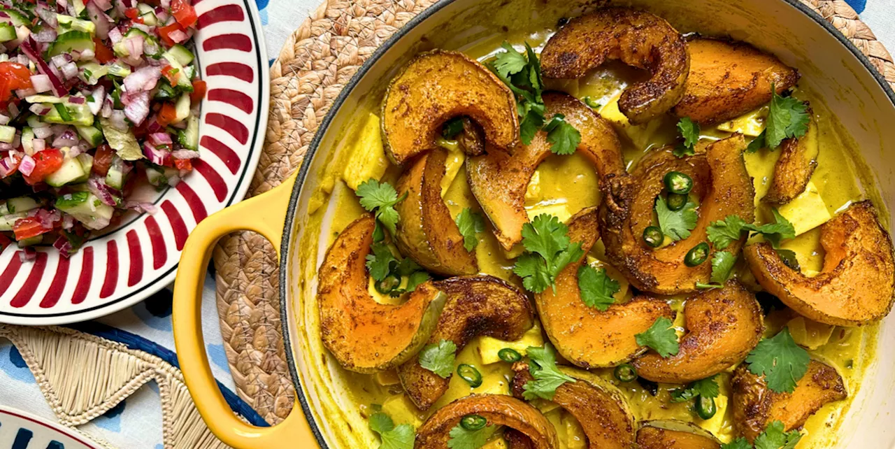 Pumpkin, paneer and coconut curry